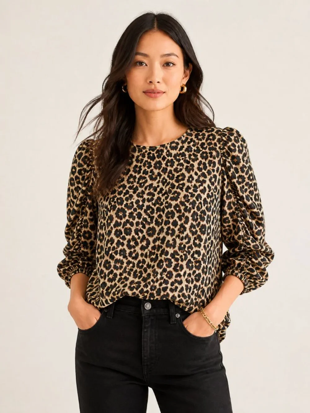 J.Crew Leopard Blouse XS | Puff Sleeve Statement Top | Quiet Luxury Capsule Ward